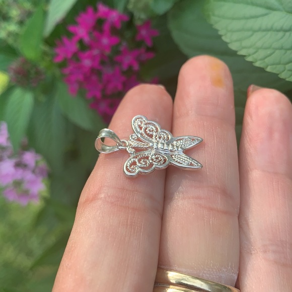 Sterling Silver Small Butterfly Pendant or Charm - Picture 9 of 16